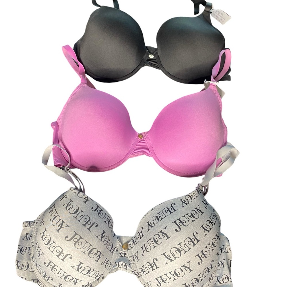 Lot of Juicy Couture Jockey Women's Intimates Bra Set - Black, Pink, Black 38D
